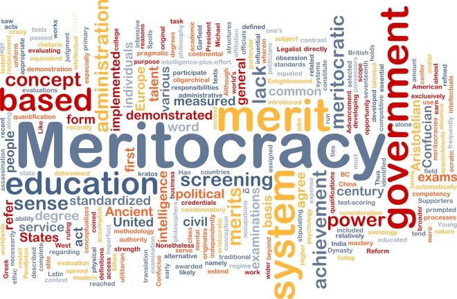 Meritocracy background wordcloud concept illustration